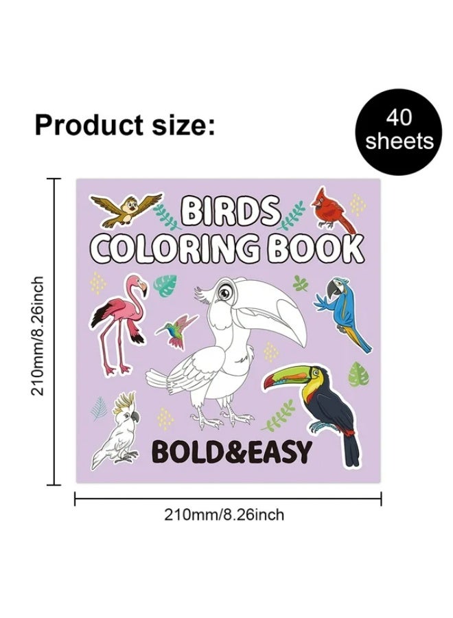 Capstro Bold & Easy Coloring Book for Kids – Cute, Simple Designs for Relaxing Creative Play | Large Illustration Art Book for Children – Cute Bird Theme - Image 3